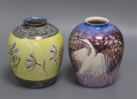 Two Doulton flambe vases tallest 14cm